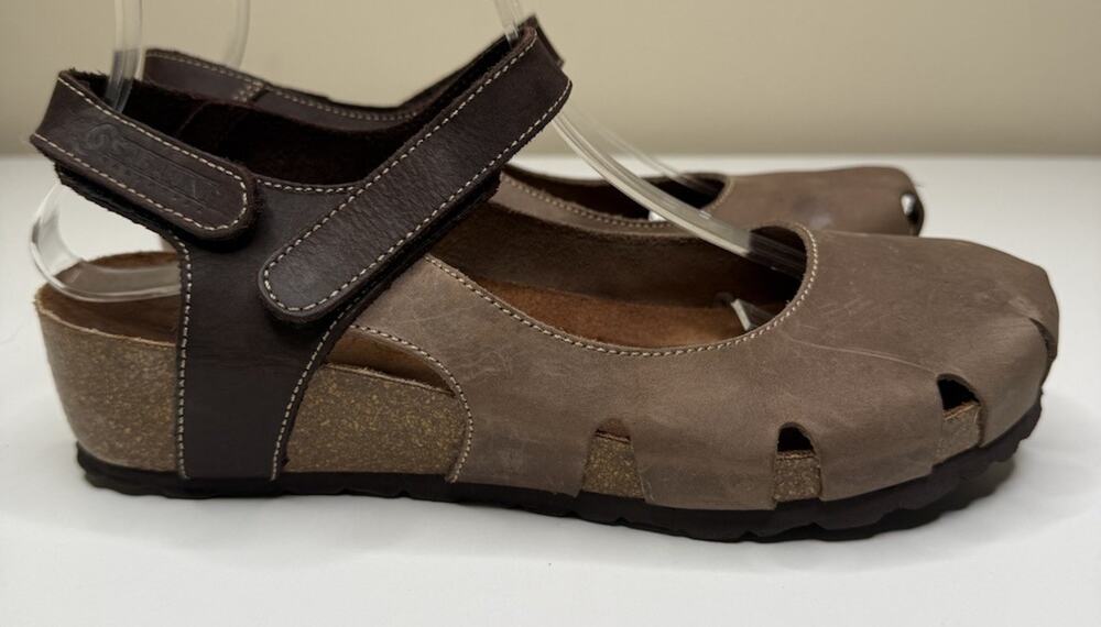 Sabatini 4009 Mary Jane Footbed Sandal Womens EU 39 US 8-8.5 Brown Leather Wedge